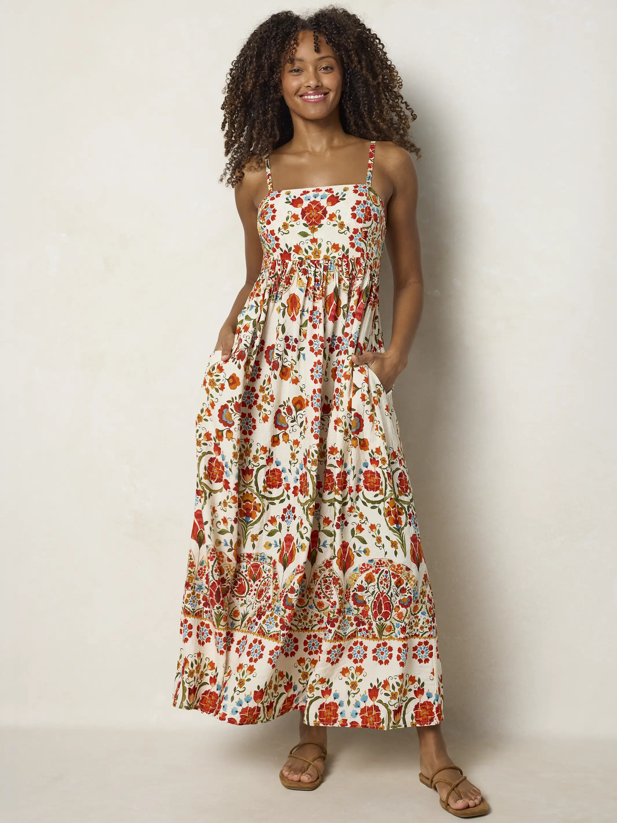 Bailey Maxi Dress - Madrid Tiles Cream | Natural Life