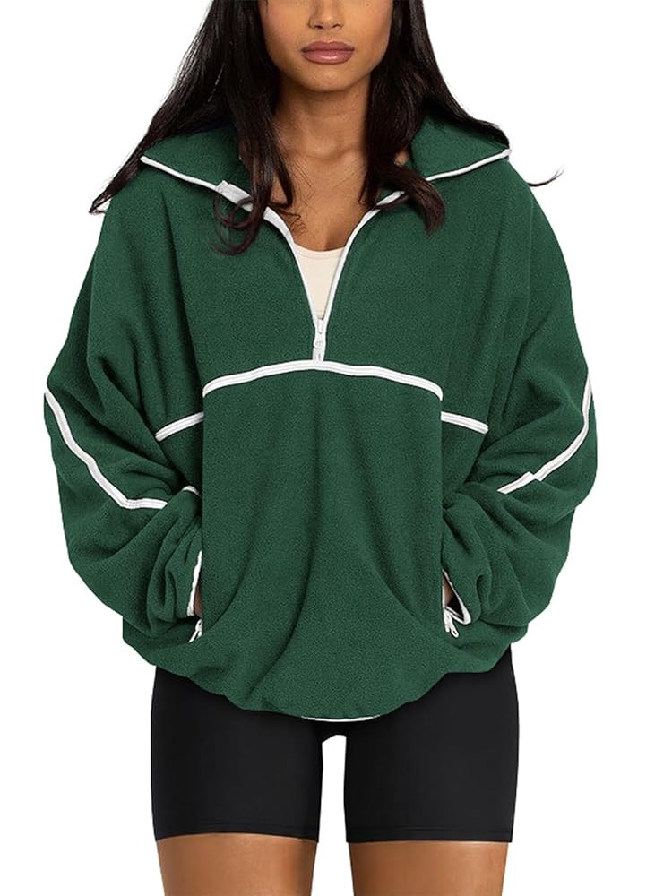 LASLULU Womens Half Zip Pullover Sweatshirt Sherpa Fleece Jacket Oversized Sweatshirts Warm Fuzzy... | Amazon (US)