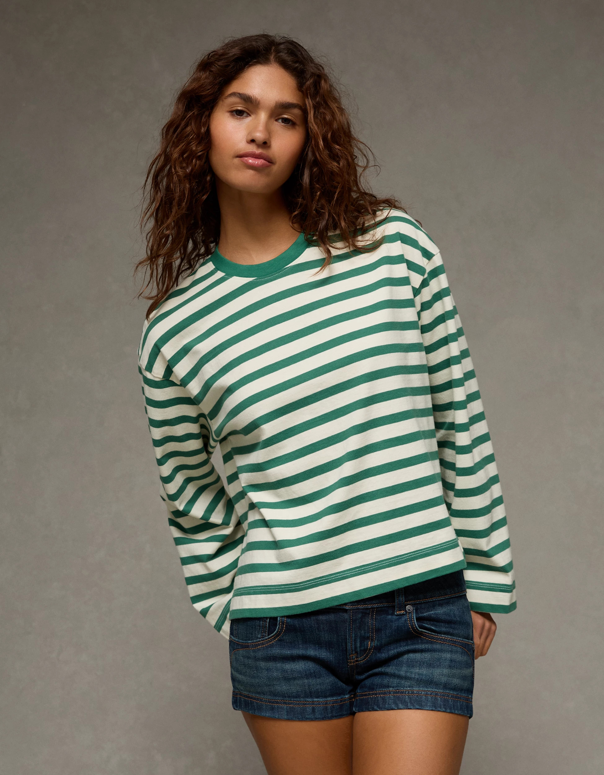 AE Oversized Long-Sleeve T-Shirt | American Eagle Outfitters (US & CA)