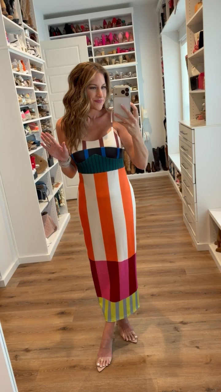 In a medium colorful maxi, heels and accessories- fits tts. 

#LTKgrwm #LTKSeasonal #LTKootd