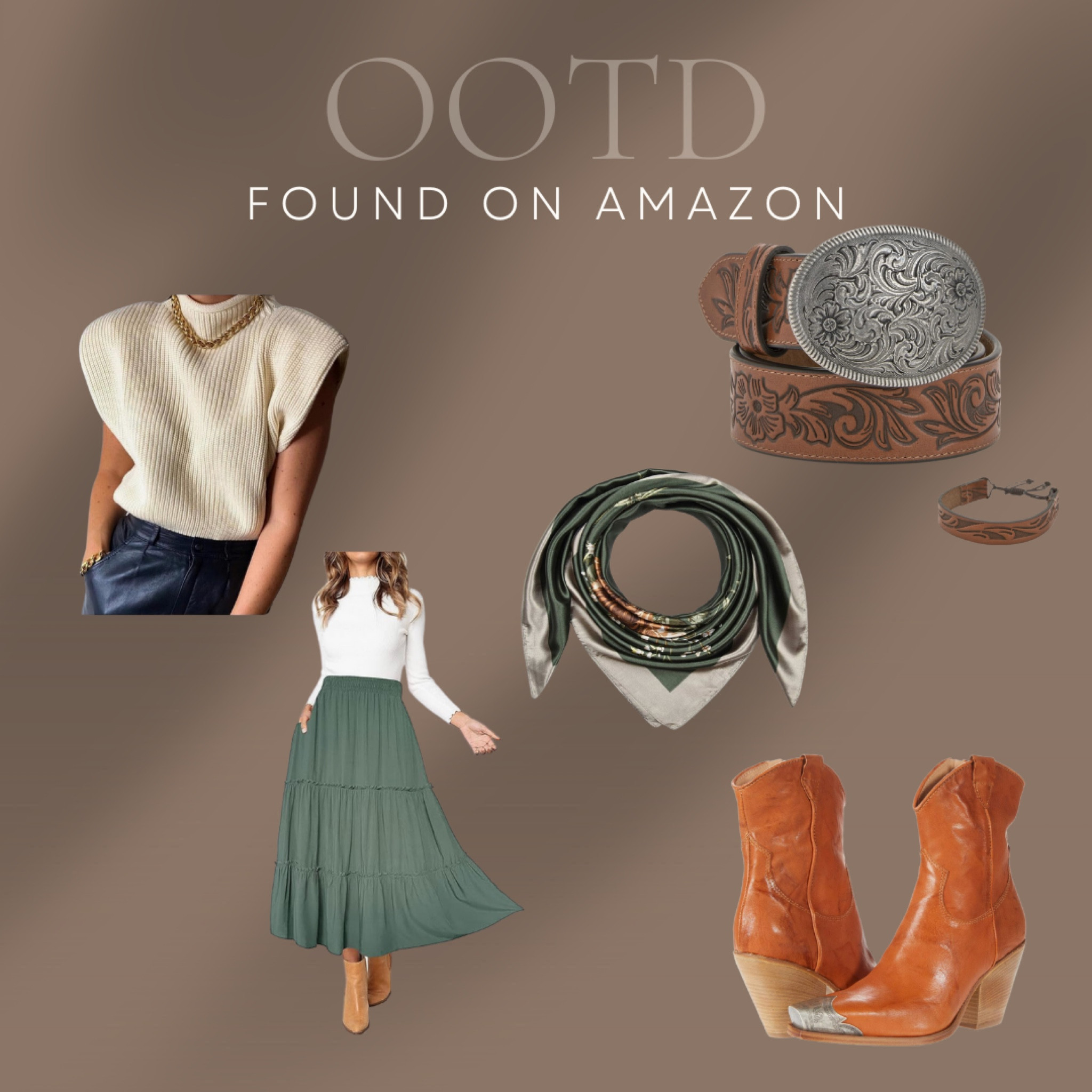 Western outfit info

Sweater weather, Boots, buckle belt, scarf, midi skirtt

#LTKstyletip #LTKGiftGuide #LTKshoecrush