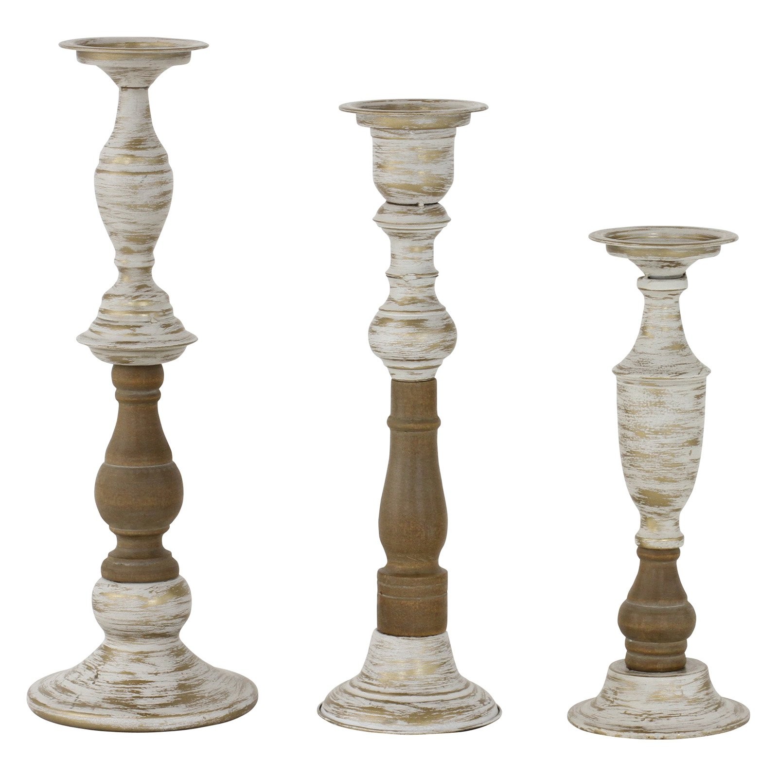 Aspire Home Accents Sonja Wood & Metal Candle Holders | Hayneedle