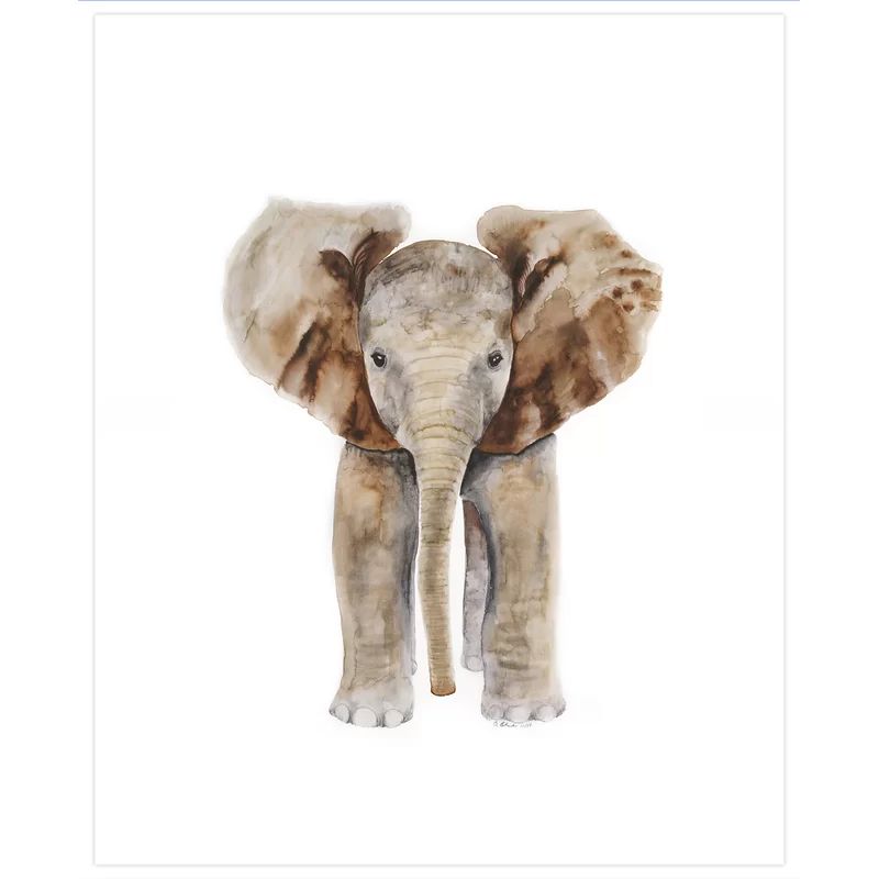 21" H x 17" W x 0.02" D Brown Braddy Baby Elephant Portrait | Wayfair North America