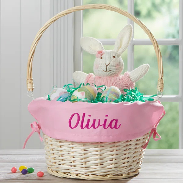 Embroidered Name Easter Wicker Basket | Wayfair North America
