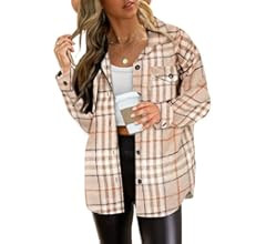 AUTOMET Womens Casual Plaid Shacket Button Down Long Sleeve Shirt | Amazon (US)