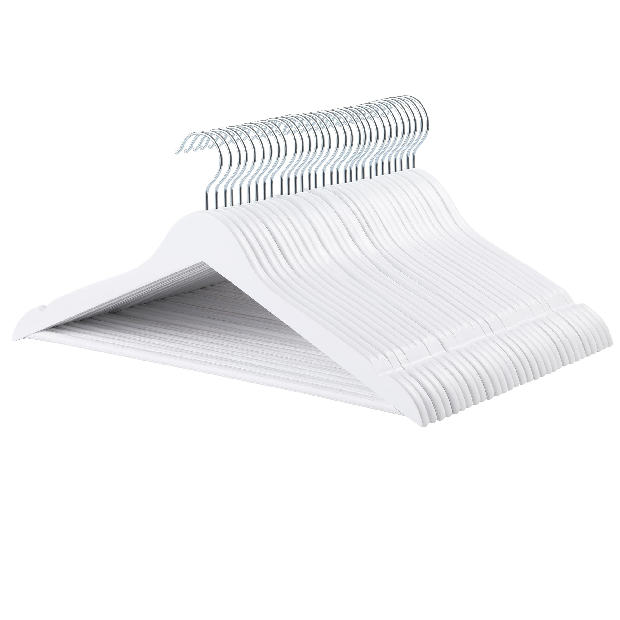Amazon Basics Wood Suit Clothes Hangers, 30-Pack, White | Amazon (US)