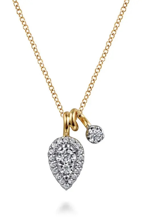 Gabriel & Co. Bujukan Double Diamond Pendant Necklace in Two Tone at Nordstrom, Size 17.5 | Nordstrom