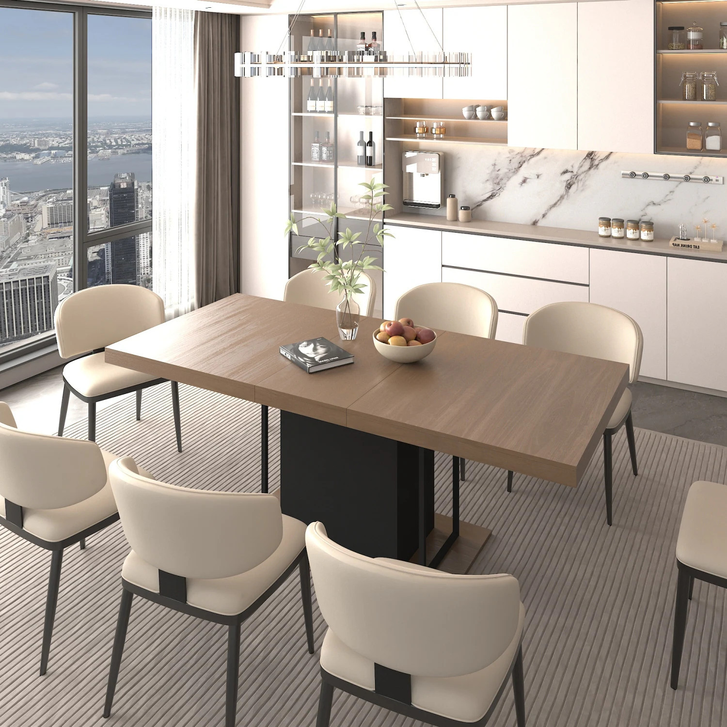 Streamdale Furniture Streamdale Extendable Dining Table Aged Wood and Black 6-10 Seats 160-200cm one_size | W1347S00009 | Lowe's