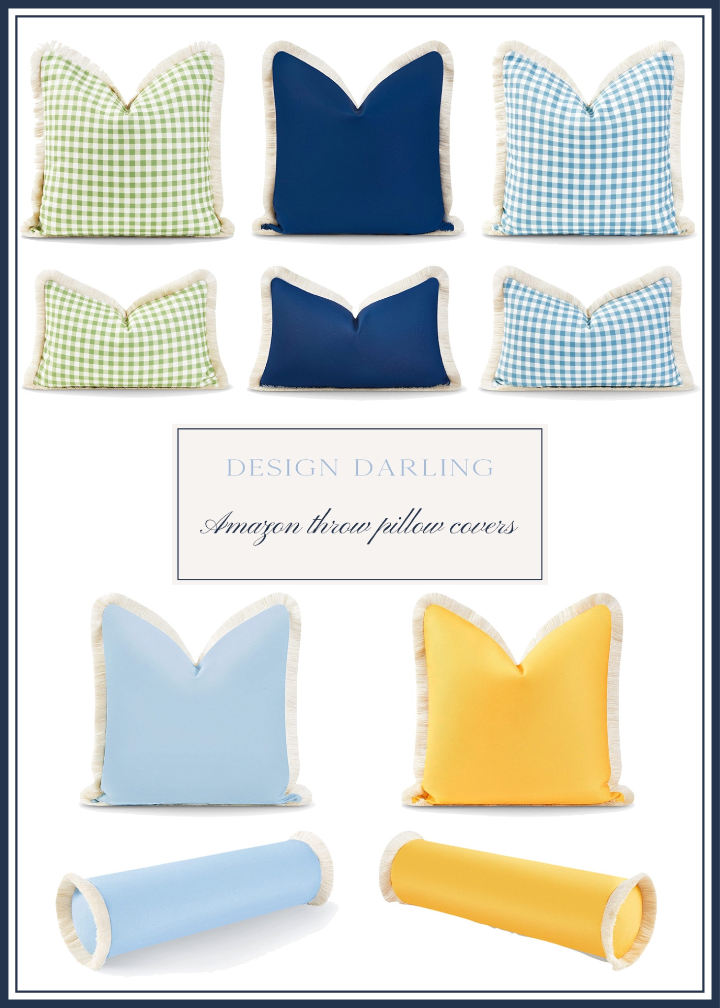 Amazon throw pillows (cover only) in solids and gingham with fringe trim all $25-$29! 💙 

#LTKunder50 #LTKhome #LTKFind