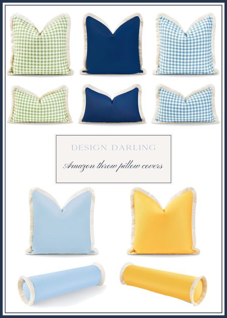 Amazon throw pillows (cover only) in solids and gingham with fringe trim all $25-$29! 💙 

#LTKunder50 #LTKhome #LTKFind