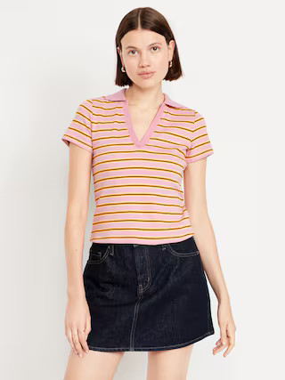 Short-Sleeve Cropped Polo | Old Navy (US)