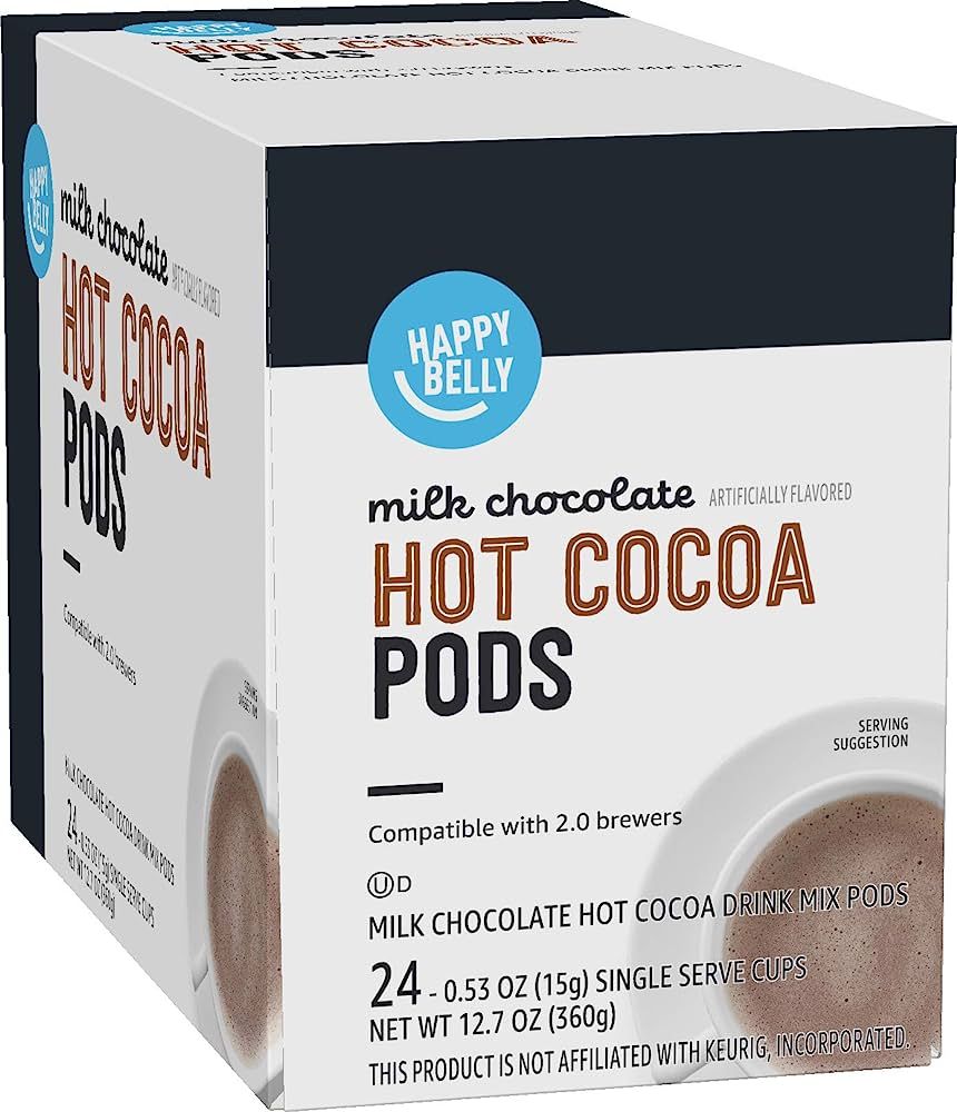Amazon Brand - Happy Belly Hot Cocoa Pods, Milk Chocolate, 24 Count, Pack of 1 | Amazon (US)