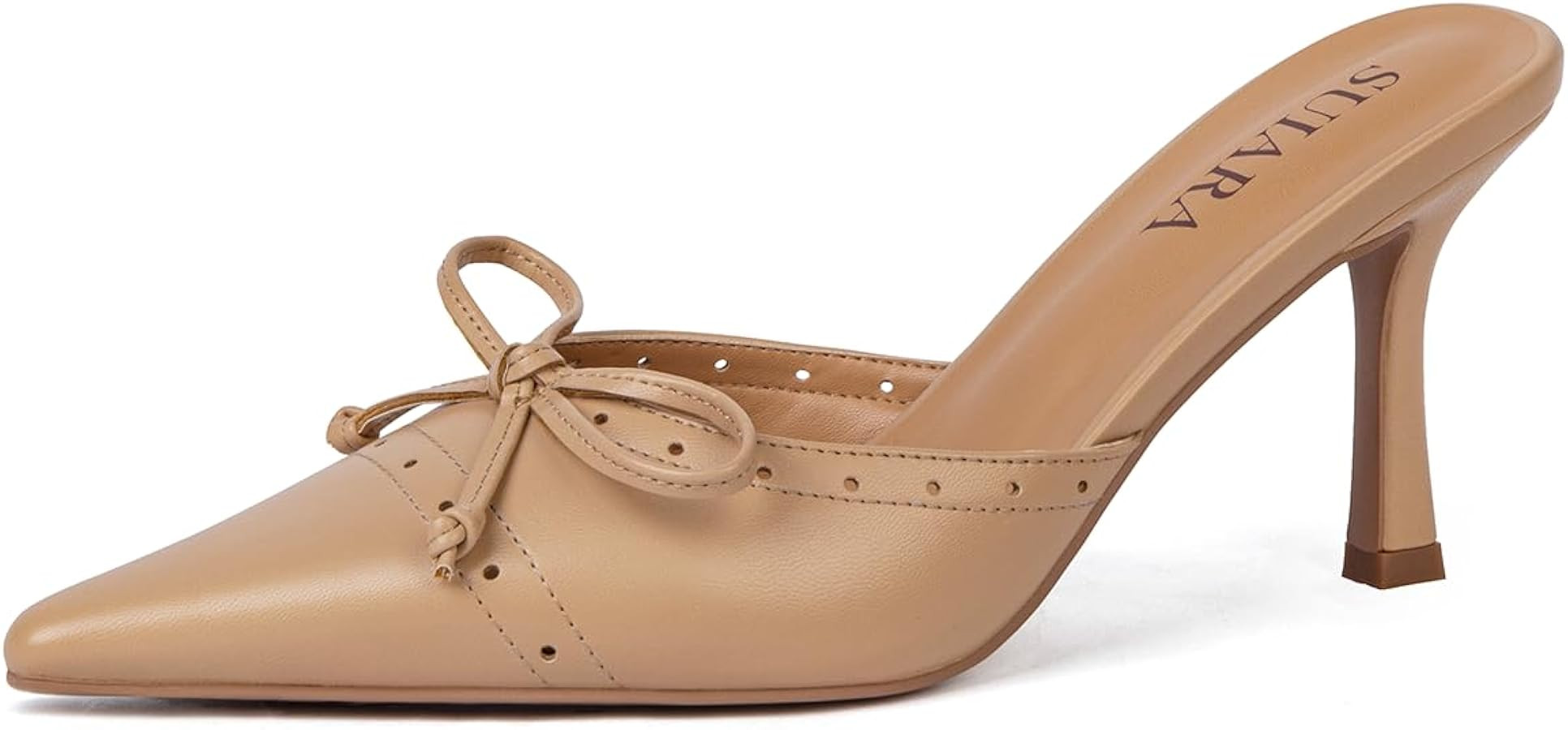 Kitten Heels for Women Closed Toe Heels Vintage Heeled Mules Sexy Pointy Studded Slip on Stiletto... | Amazon (US)
