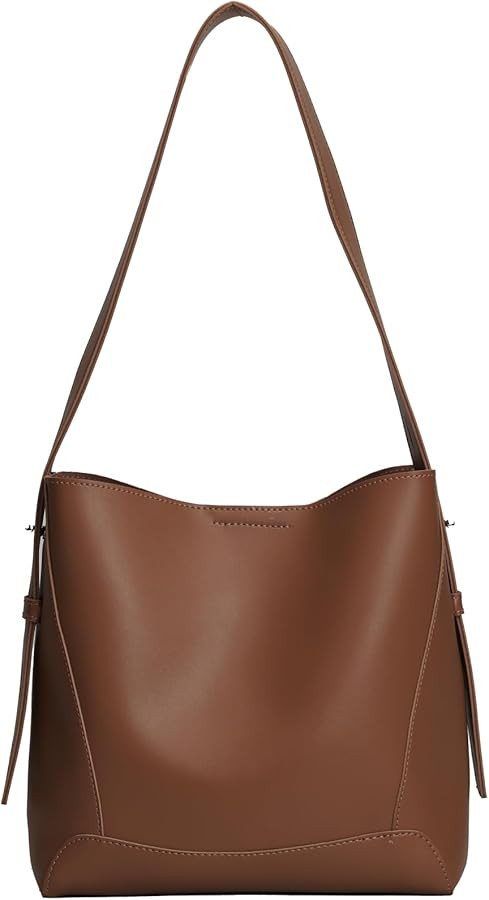 Barsine Leather Bucket Tote Purse for Women Tote Bag and Handbags Shoulder Bag with Pockets and M... | Amazon (US)