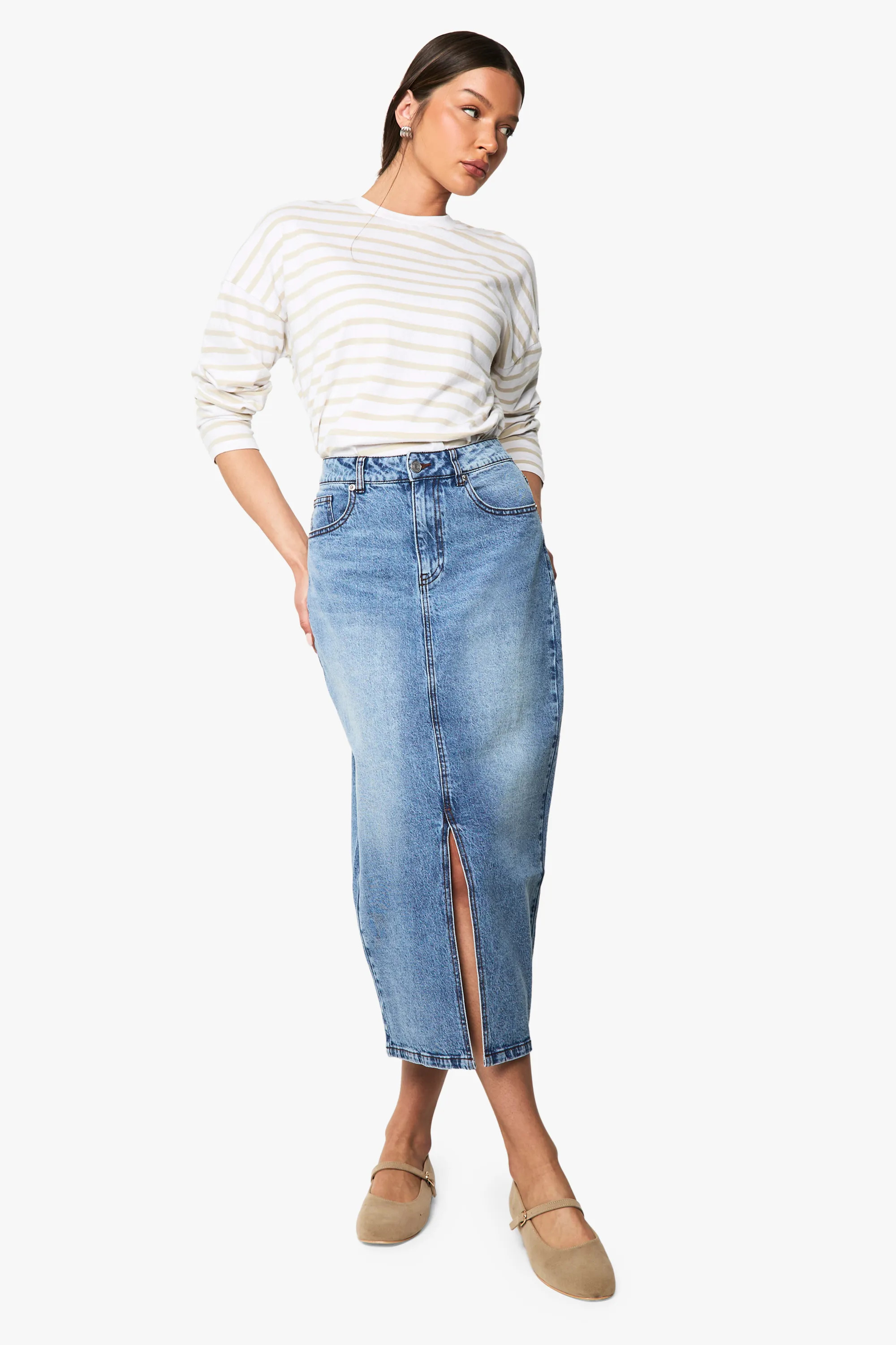 Denim Midaxi Skirt | boohoo (US & Canada)