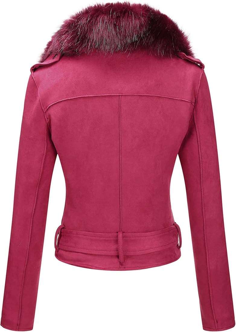 Bellivera Women Faux Suede Leather Jacket Motorcycle Biker Sherpa-Lined Coat with Detachable Fur ... | Amazon (US)