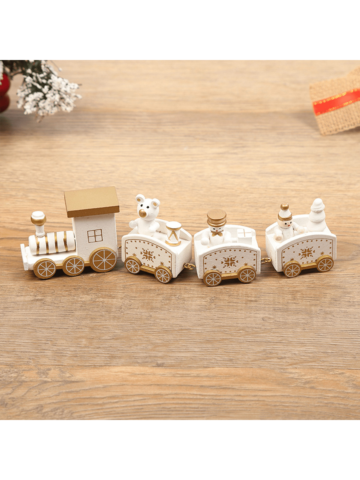 1pc Four Small Trains, Hand Painted Wooden Train Ornament, Christmas Decorations, Christmas Gifts... | SHEIN
