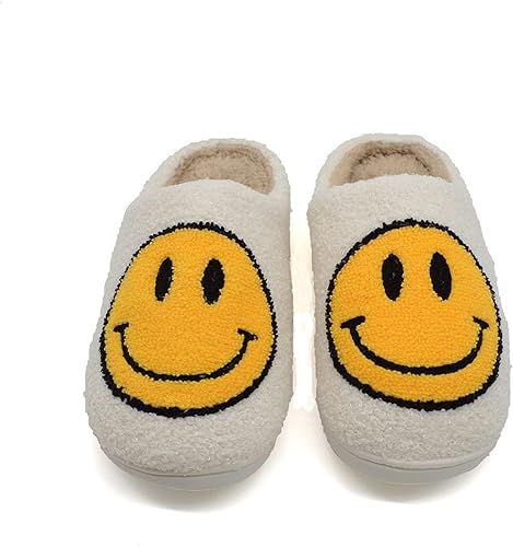 Women's smiley face slippers house slippers for women, emoji slippers happy face slippers fuzzy s... | Amazon (US)