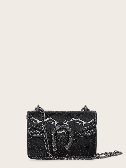 Textured Flap Chain Crossbody Bag | SHEIN