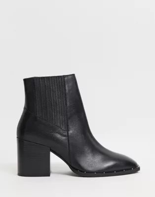 ASOS DESIGN Restless leather block heel boots in black | ASOS (Global)