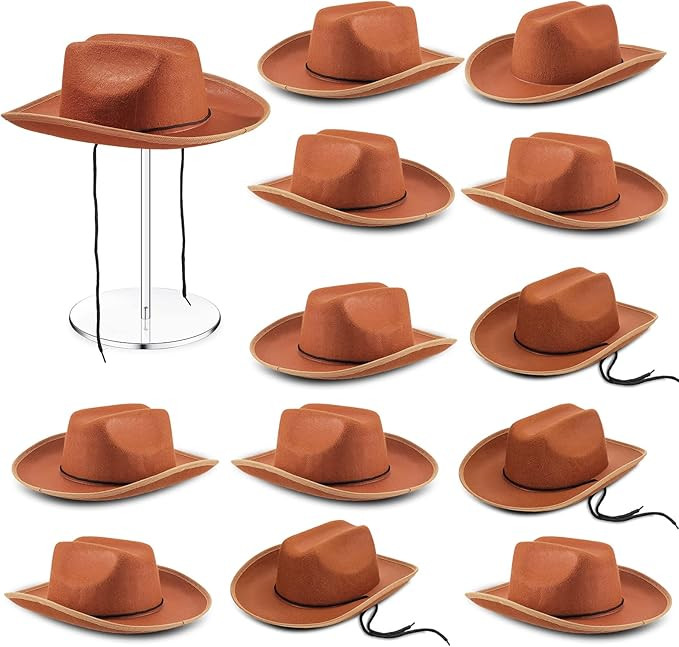 12 Pieces Kids Cowboy Hat Cowboy Costume Accessories Felt Western Hat for Boy Children for Cowboy... | Amazon (US)