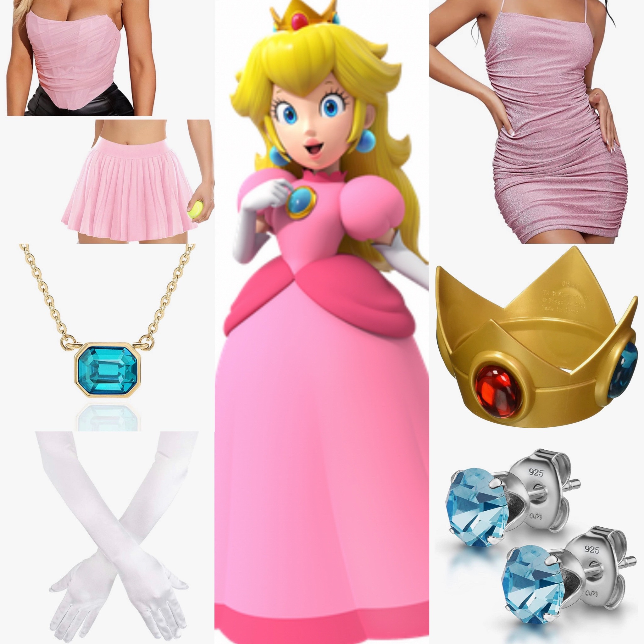 strapless open back dress Pink Princess Peach Sexy Costume main image 0