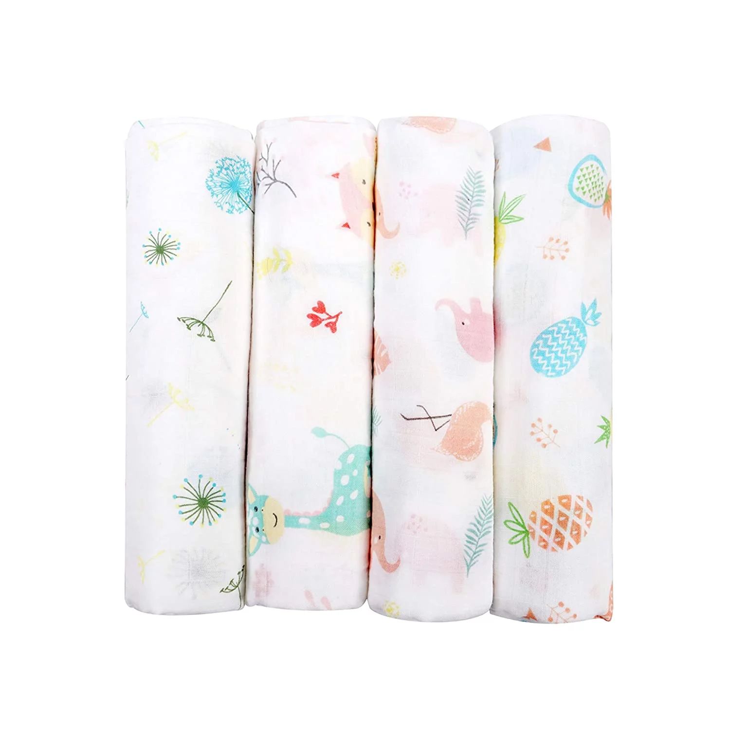 Viviland 4 Pack Muslin Baby Swaddle Blankets Bamboo Cotton Receiving Blankets 47" x 47" | Walmart (US)