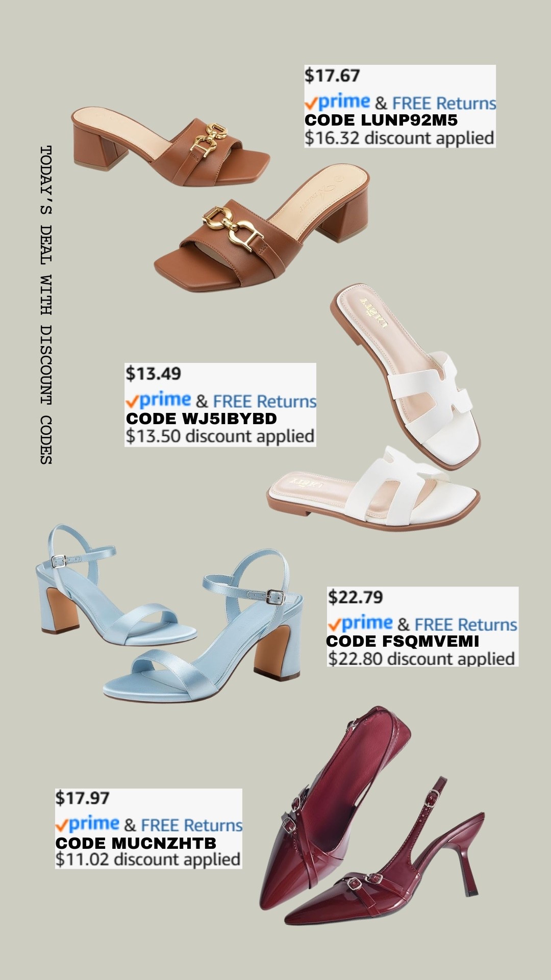 PROMO CODE DEALS ON AMAZON!

Promo codes are entered are on the check out screen where you select payment method. 

Codes & coupons only work for a limited time! If you get an error, it may have maxed the color/size you selected.. so try another one. Sometimes it helps to check out one item at a time! 

SCREENSHOT TO EASILY COPY/PASTE PROMO CODE AT CHECKOUT! 

#affordablestyle #amazonstyle #amazondeals #everydayoutfits #ltksalealert #dailydeals 
