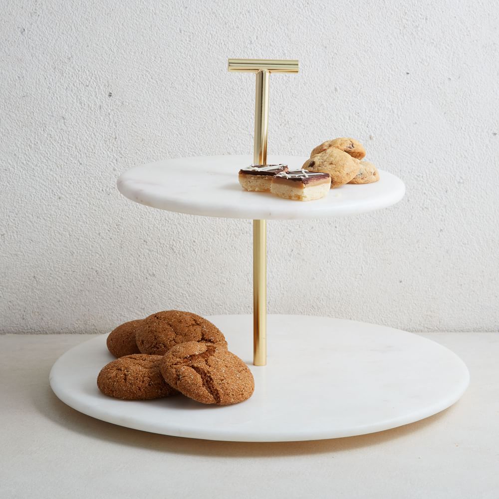 Madison Marble &amp;amp; Brass 2-Tier Cake Stand | West Elm (US)