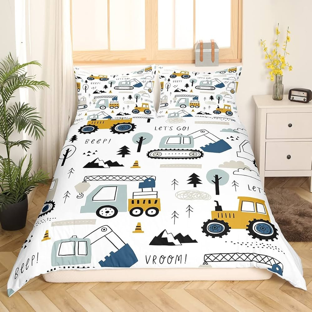 Feelyou Cartoon Car Kids Bedding Set Construction Bedding Duvet Cover Set Boys Decor Equipment Tr... | Amazon (US)