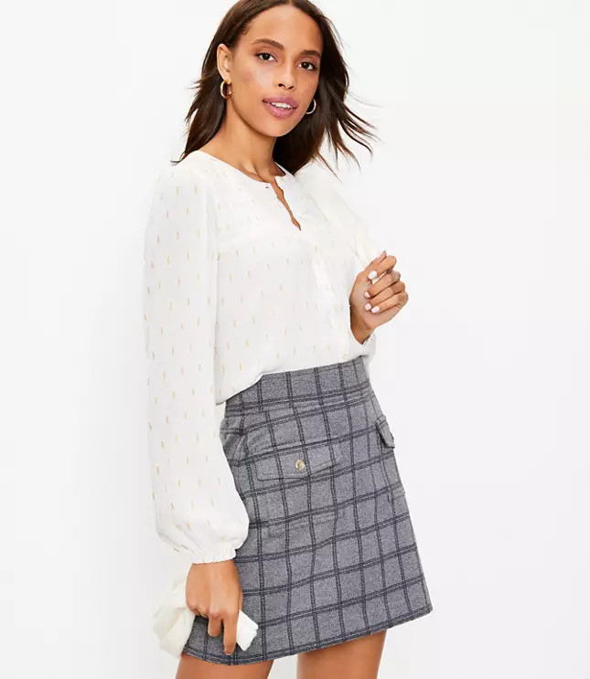 Plaid Snap Flap Pocket Mini Skirt | LOFT
