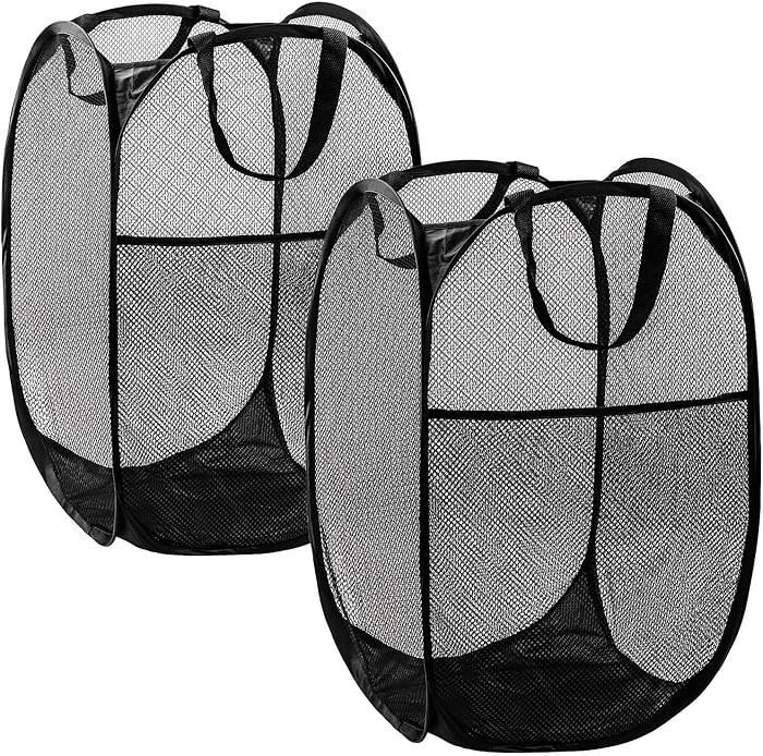 Pop Up Laundry Hamper, 70L Collapsible Mesh Laundry Basket with Side Pocket, Foldable Dirty Cloth... | Amazon (US)