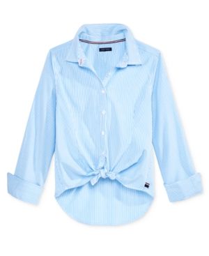 Tommy Hilfiger Striped Button-Front Shirt, Big Girls | Macys (US)