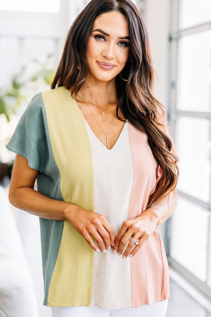Something To Love Sea Green Colorblock Top | The Mint Julep Boutique