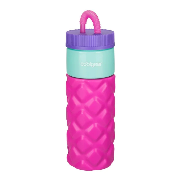 Cool Gear 24oz Plastic Retro Squishy Water Bottle, Quilted Pink with Foam Grip and Resealable Str... | Walmart (US)