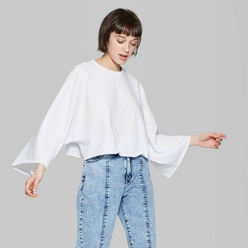 Women's Wide Sleeve Crewneck Sweatshirt - Wild Fable™ Fresh White | Target