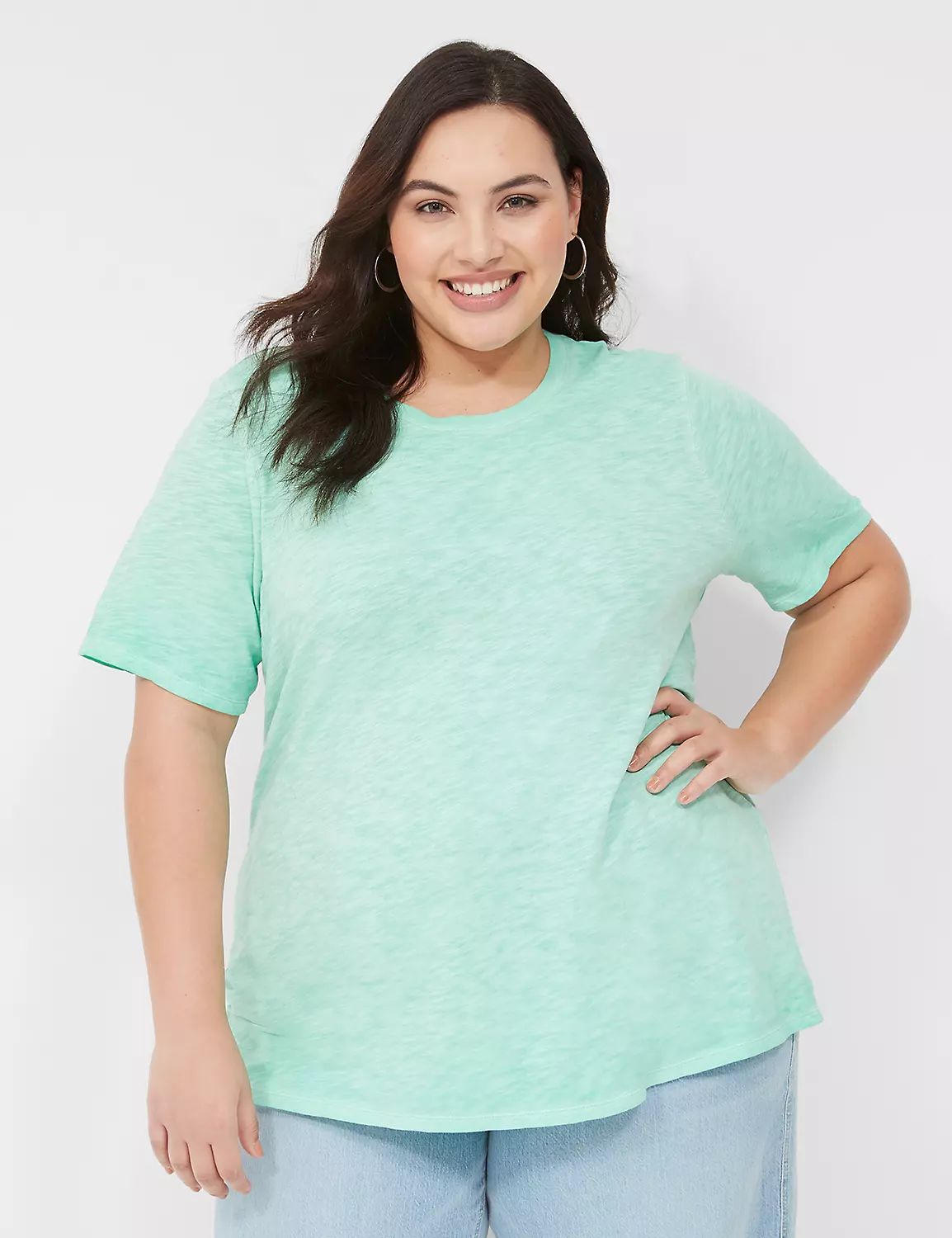 Perfect Sleeve Crew-Neck Wash Tee | LaneBryant | Lane Bryant (US)