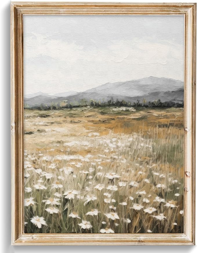uniro Vintage Wall Art Decor Spring Muted Wildflower Field Wall Painting Canvas Prints Farmhouse ... | Amazon (US)