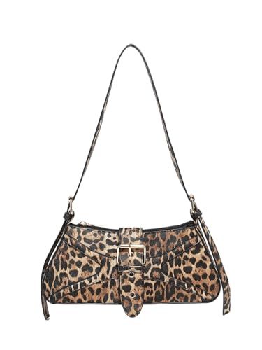 Verdusa Women's Leopard Print PU Leather Shoulder Bag Vintage Zipper Underarm Bags | Amazon (US)