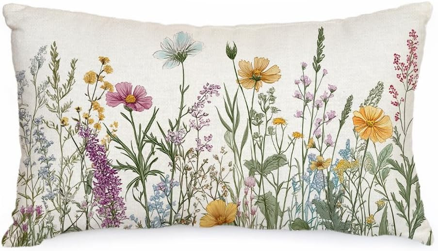 AACORS Spring Pillow Cover 12x20 Inch Flower Decoration Pillow Case Seasonal Decor for Home Sofa ... | Amazon (US)