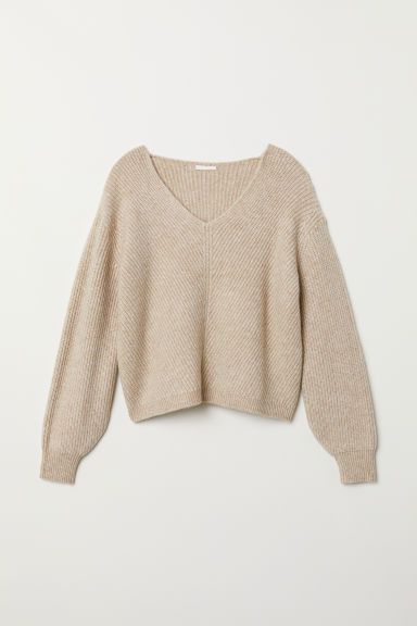 H & M - V-neck Sweater - Beige | H&M (US + CA)