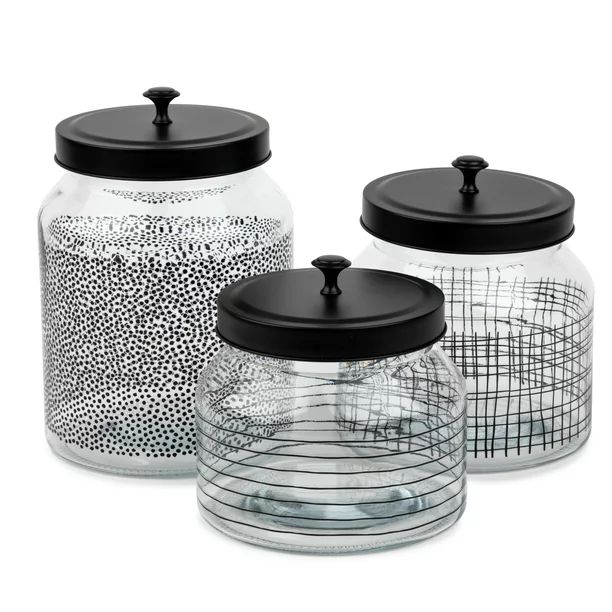 Thyme & Table Geometric Glass Storage Jars, 3-Piece Set - Walmart.com | Walmart (US)