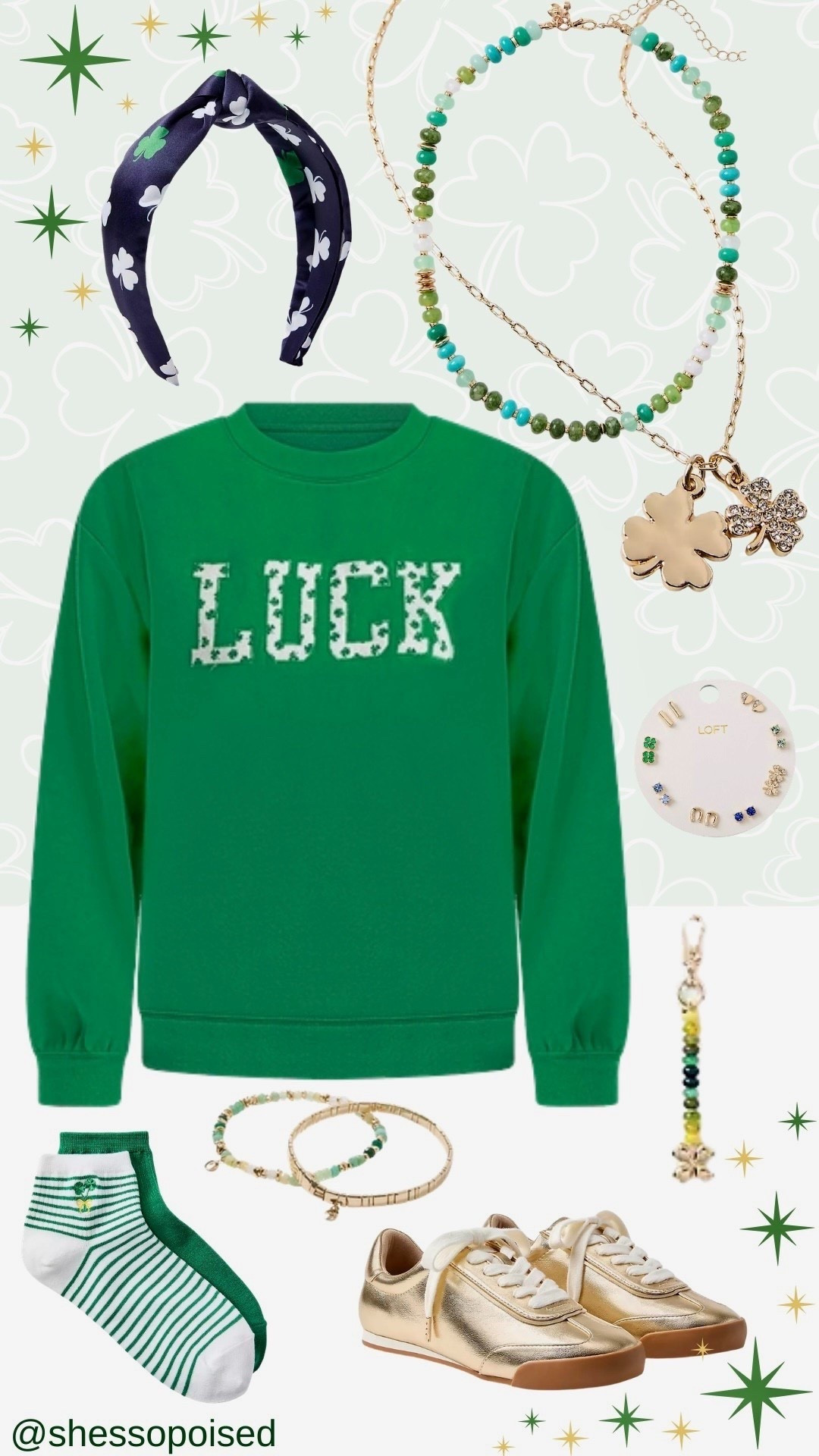 Cute sweatshirt and accessories to style your St. Patrick’s Day look! Layer necklaces for a unique look  

#LTKSeasonal #LTKootd #LTKSaleAlert