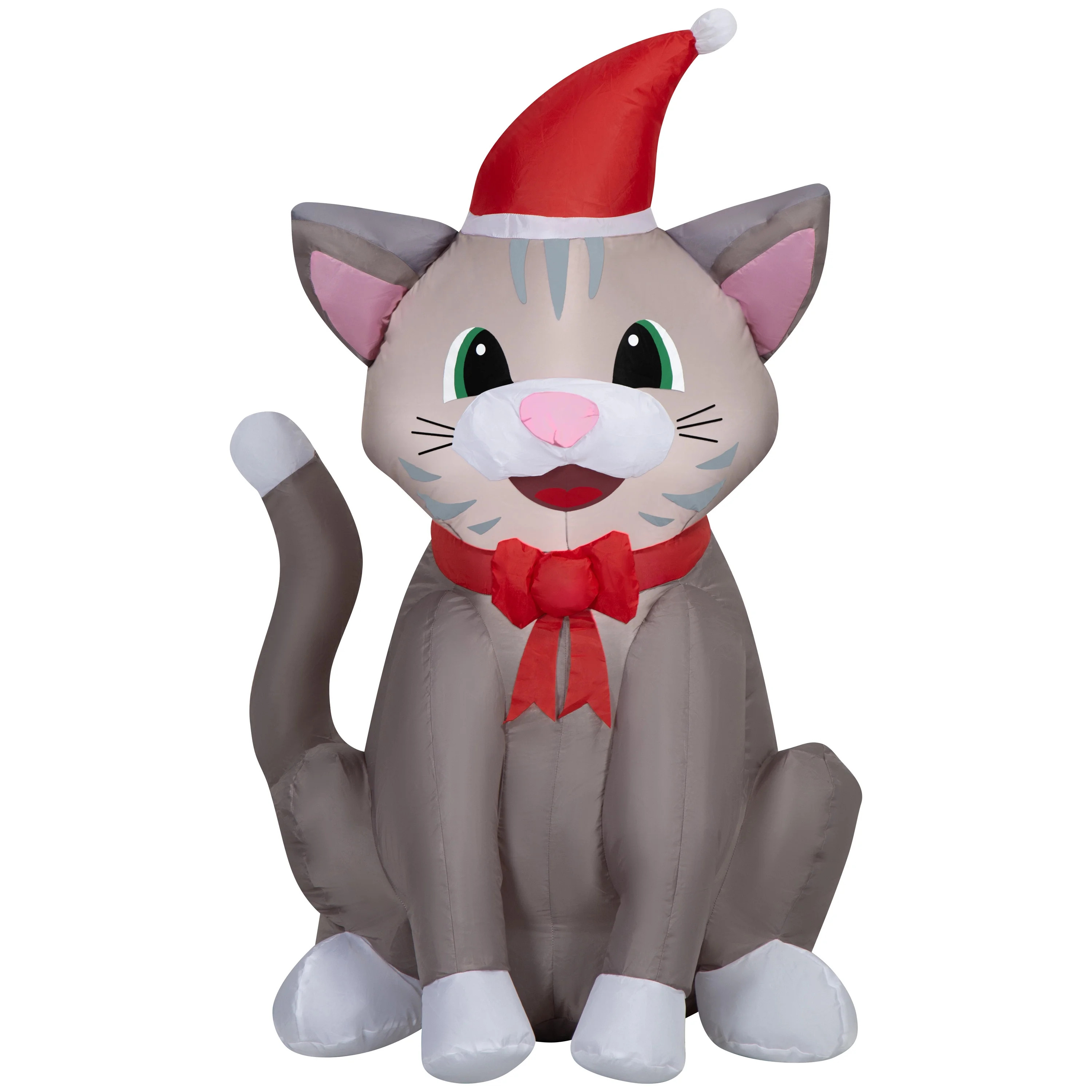 3.5 ft Tabby Cat in Santa Outfit Christmas Airblown Yard Inflatable, Multicolor, by Holiday Time | Walmart (US)
