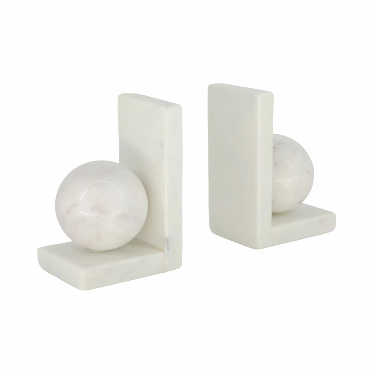 Decorative Marble Orb Bookends for Home Decor Modern Sculptural Book End for Bookshelf or Desk St... | Wayfair North America