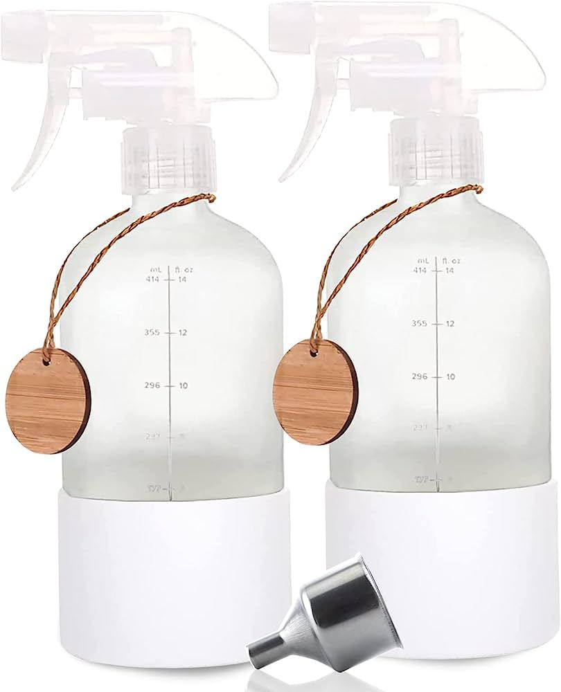 Roetell Frosted Glass Spray Bottles with Silicone Sleeve, 16oz Refillable Containers with Mist an... | Amazon (US)