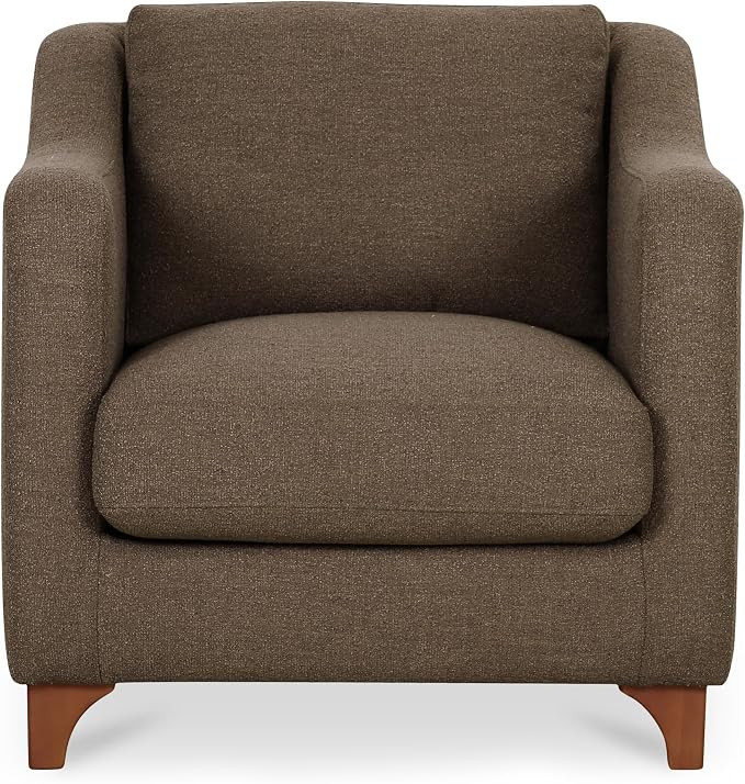 Nocturne Accent Chair, Micro Bouclé Upholstery, Removable Cushions, Curved Birch Legs, Warm Grey | Amazon (US)