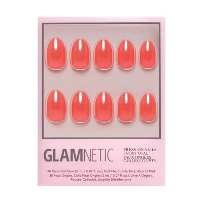 Glamnetic Fake Nails - Lush Coral - 30ct - Ulta Beauty: Oval Shape, Gloss Finish | Target