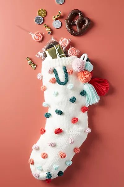 Pommed Monogram Stocking | Anthropologie (US)