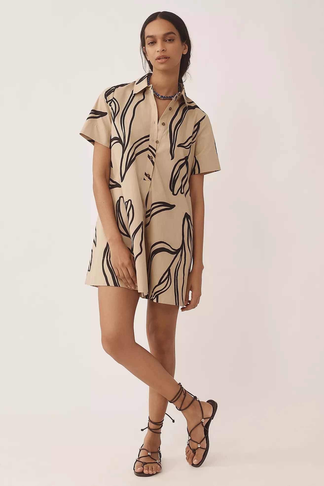 The Pollie Short-Sleeve Swing Tunic Mini Dress | Anthropologie (US)